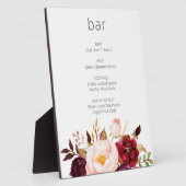 Burgundy Marsala Pink Floral Bar Easel White Fotoplaat (Zijkant)