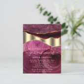 Burgundy Marsala Rozen Border QR Code Gold Glitter (Staand voorkant)