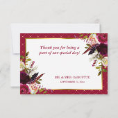 Burgundy Marsala Rustic Floral Chic Hartelijk dank Bedankkaart (Achterkant)