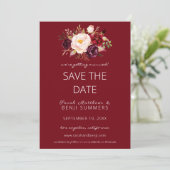 Burgundy Marsala Save the Date Change Red Kaart (Staand voorkant)