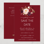 Burgundy Marsala Save the Date Change Red Kaart (Voorkant / Achterkant)