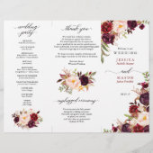 Burgundy Marsala Tri-Fold Wedding Programme Flyer (Voorkant)