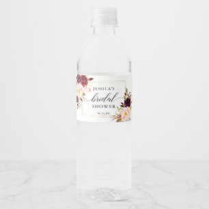 Burgundy Marsala Water Fles Label Waterfles Etiket