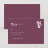 Burgundy Mason Jar avec Fleurs carte RSVP (Devant / Derrière)