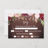 Burgundy Mason Jar Wood String Lights Flower RSVP (Voorkant)