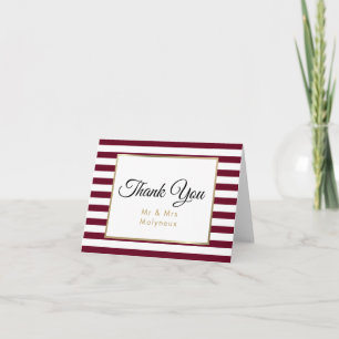 Burgundy  Merci de Mariage de Faux Gold Foil