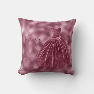 Burgundy Metallic Elegante Avondjurk Naam Kussen