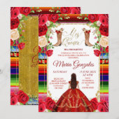 Burgundy Mexican Mis Quince Invitation Kaart (Voorkant / Achterkant)