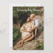 Burgundy Minimal Script Baby shower QR Code Foto Kaart (Achterkant)