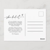 Burgundy Minimal Script dat ze heeft Afstuderen Briefkaart (Achterkant)
