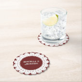 Burgundy Minimalist Paper Wedding Coasters Kartonnen Onderzetters (Insitu)