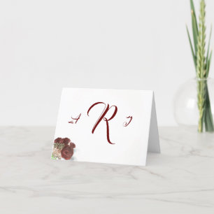 Burgundy Mist Monogrammed Hartelijk dank Bedankkaart