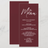 Burgundy Modern Elegant Simple Menu Mariage (Devant / Derrière)