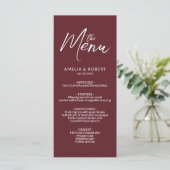 Burgundy Modern Elegant Simple Menu Mariage (Debout devant)