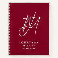 Burgundy Modern minimalistisch monogram