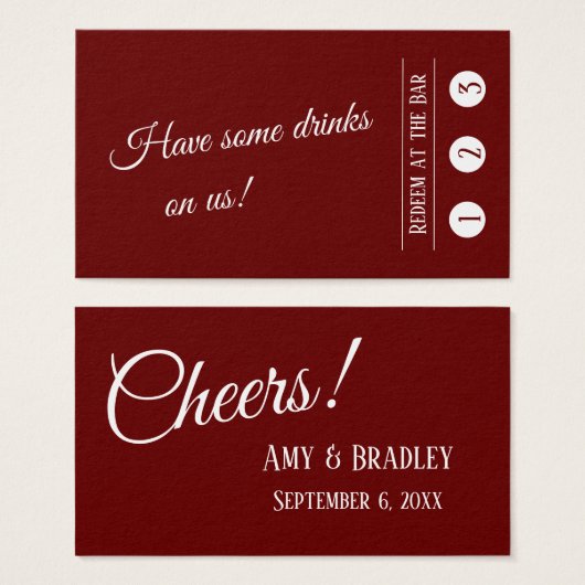 Burgundy Moderne 3 Punch Drink Cartes de billets (Devant & derrière)