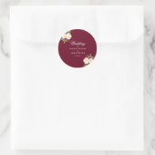Burgundy Moderne Floral Élégant Sticker Mariage (Sac)