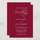 Burgundy moderne Red Fall Simple Faire-part de mar (Devant / Derrière)