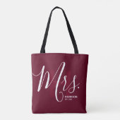 Burgundy Monogrammed Typografie Mrs. Draagtas (Achterkant)