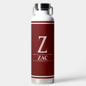 Burgundy Monogrammed Waterfles (Voorkant)