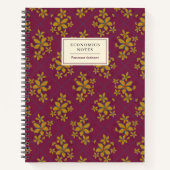 Burgundy Moody Floral Boho Chic Student Custom Notitieboek (Voorkant)