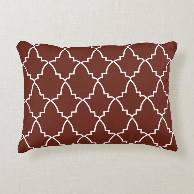 Burgundy Moroccan Lattice Pattern Accent Kussen (Voorkant)