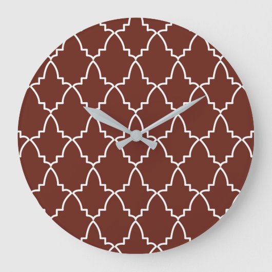Burgundy Moroccan Lattice Pattern Grote Klok (Voorkant)