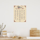 Burgundy Navy and Ivory Chic Wedding Seating Chart Poster (Keuken)