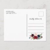 Burgundy Navy Blauwe Blush Trouw Save the Date Aankondigingskaart (Achterkant)