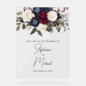 Burgundy Navy Bleu Blanc Floral Élégant Mariage (Recto)