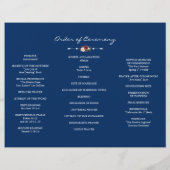 Burgundy Navy Blue Bloemendrieluik Bruidsprogramma Flyer (Achterkant)