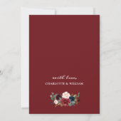 Burgundy Navy Blue Blush Flowers ENGAGTY Kaart (Achterkant)