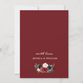 Burgundy Navy Blue Blush Flowers REHEARSAL DINNER Kaart (Achterkant)