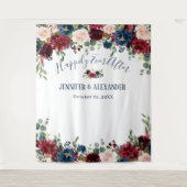 Burgundy Navy Blue Blush Weddenschap Foto Wandkleed (Voorkant)