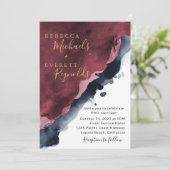 Burgundy & Navy Blue Faire-part de mariage (Debout devant)