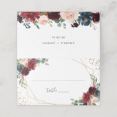 Burgundy Navy Blue Floral Modern Geometric Wedding (Buitenkant ongevouwen)