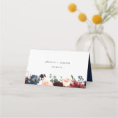 Burgundy Navy Blue Floral Modern Geometric Wedding (Achterkant)