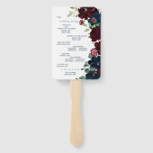 Burgundy & Navy Blue Flowers Wedding Set of Fans Handwaaier (Achterkant)