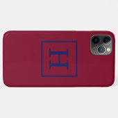 Burgundy Navy Blue Framed Initiaal Monogram Case-Mate iPhone Case (Achterkant (horizontaal))