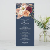 Burgundy Navy Blue Wedding Menu (Staand voorkant)