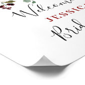 Burgundy Navy Blush Bloem BRUILOFT Feest Verwelkom Poster (Hoek)