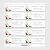 Burgundy Navy Blush Floral Étiquette de adresse gé (Feuille)