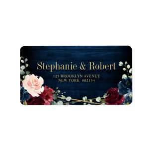 Burgundy Navy Blush Floral Geometric Wedding Etiket