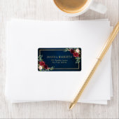 Burgundy Navy Blush Floral Geometric Wedding Label (Insitu)