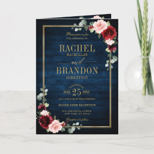 Burgundy Navy Blush Floral Gold Geometric Wedding