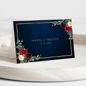 Burgundy Navy Blush Floral Gold Mariage Carte Plac
