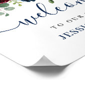 Burgundy Navy Blush Floral Mariage Affiche de bien (Coin)