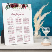 burgundy navy blush floral sechart fotoplaat (Zijkant)