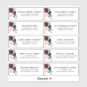 Burgundy Navy Blush Floral Wedding Guest Adres Sticker (Vel)