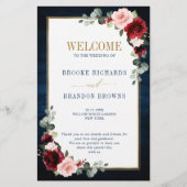 Burgundy Navy Blush Geometric Wedding Program (Voorkant)
